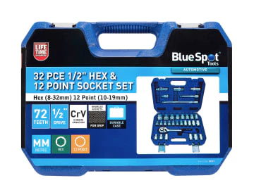 BlueSpot Tools 1/2in & 1/4in Metric Socket Set, 94 Piece