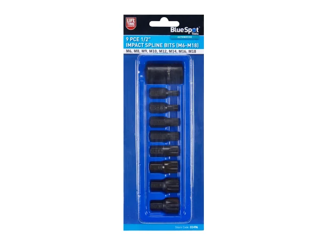 BlueSpot Tools 1/2in Impact Spline Bit Set, 9 Piece - Image 3