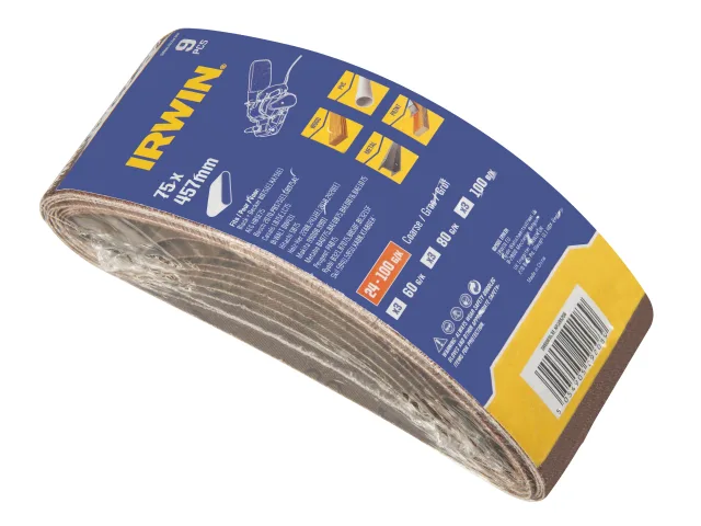 IRWIN® 75 x 457mm Sanding Belt Set, 9 Piece - Image 2