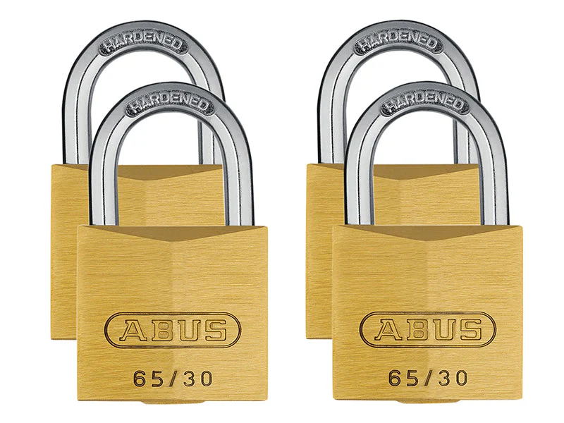 ABUS Mechanical 65/30mm Brass Padlock Quad Pack - Image 2