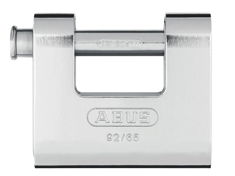 ABUS Mechanical 92/65mm Monoblock Brass Body Shutter Padlock Carded - Image 2