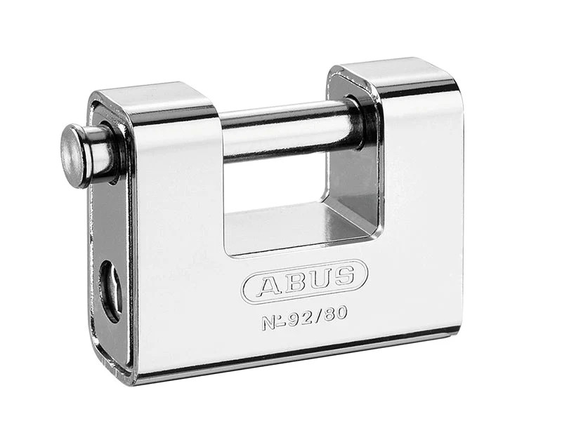 ABUS Mechanical 92/80mm Monoblock Brass Body Shutter Padlock Carded - Image 2
