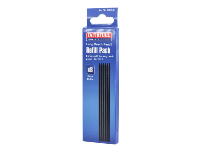 Faithfull Black Pencil Marking Refill Pack, 6 Piece - Image 2