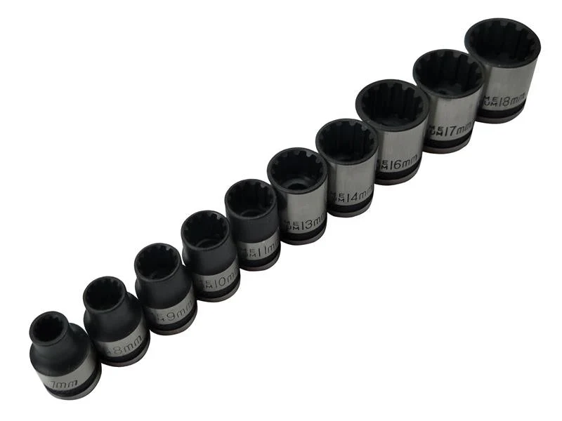 BlueSpot Tools 3/8in Drive Spline Socket Set Metric, 10 Piece - Image 2