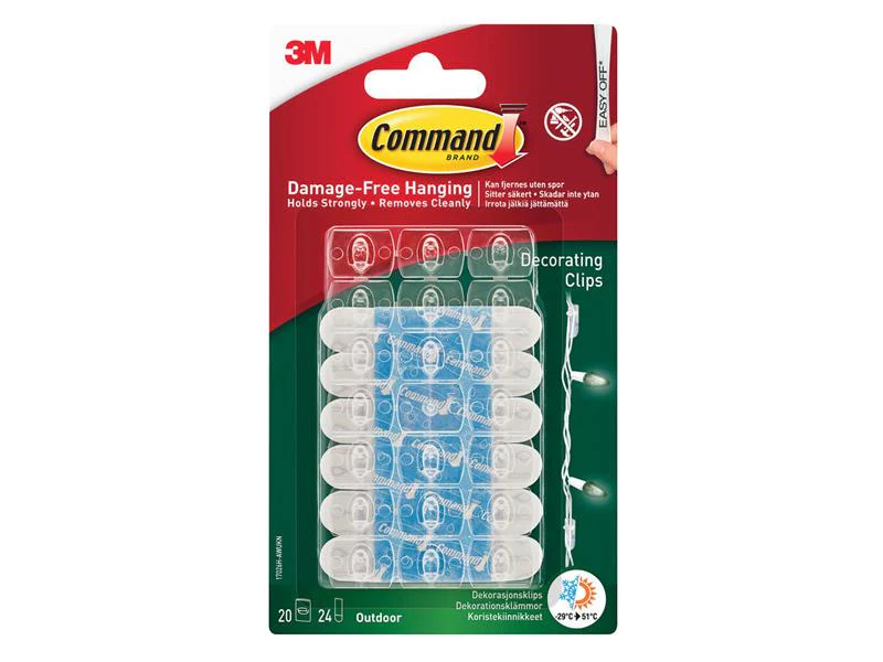 Command™ Clear Outdoor Decorating Clips (Pack 20) - Image 2