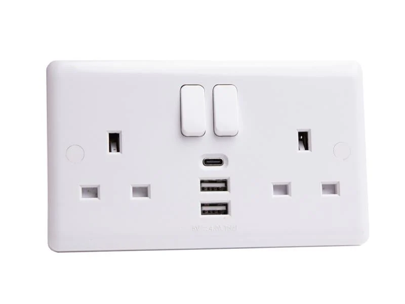 Deta Vimark Switched Socket 2-Gang + 3 USB Ports 13A - Image 2
