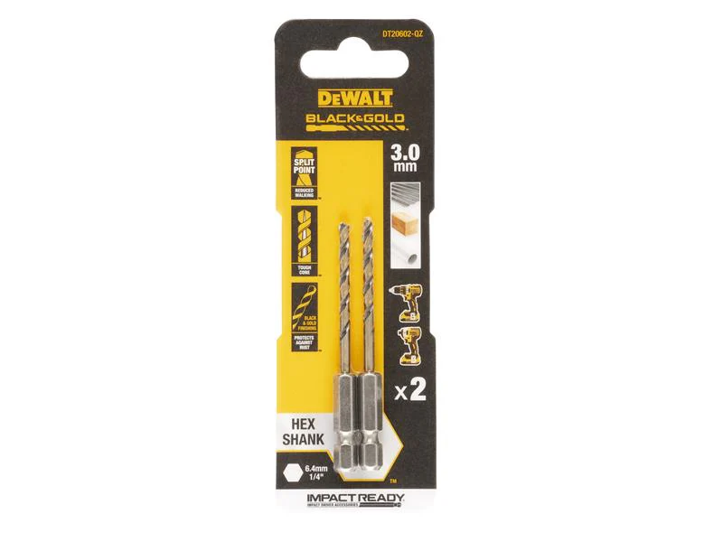 DeWALT Power Tools BLACK&GOLD Hex HSS-G Drill Bits (2) - Image 3