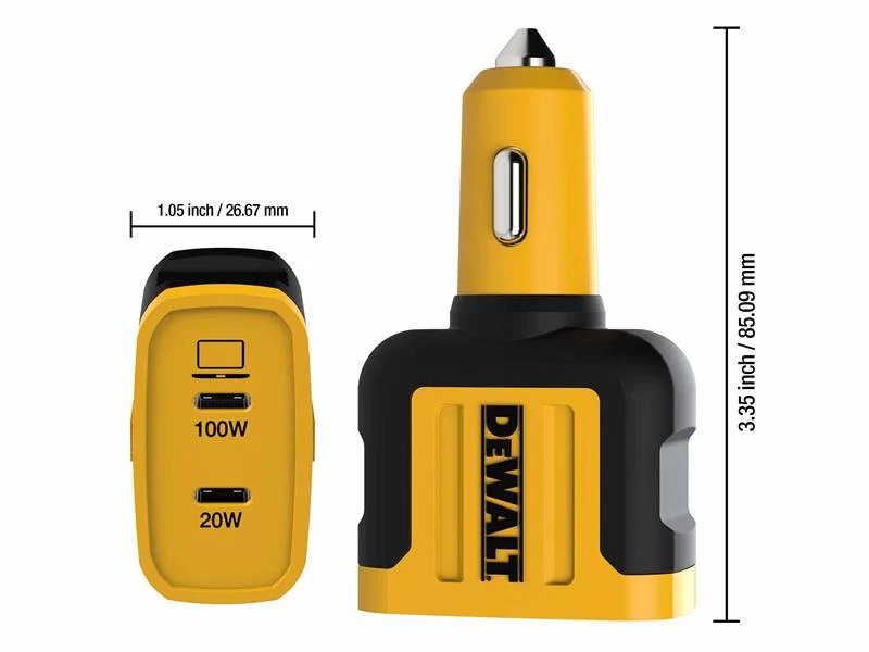 DEWALT Telecoms 2-Port PPS PD Car Charger 120W - Image 2