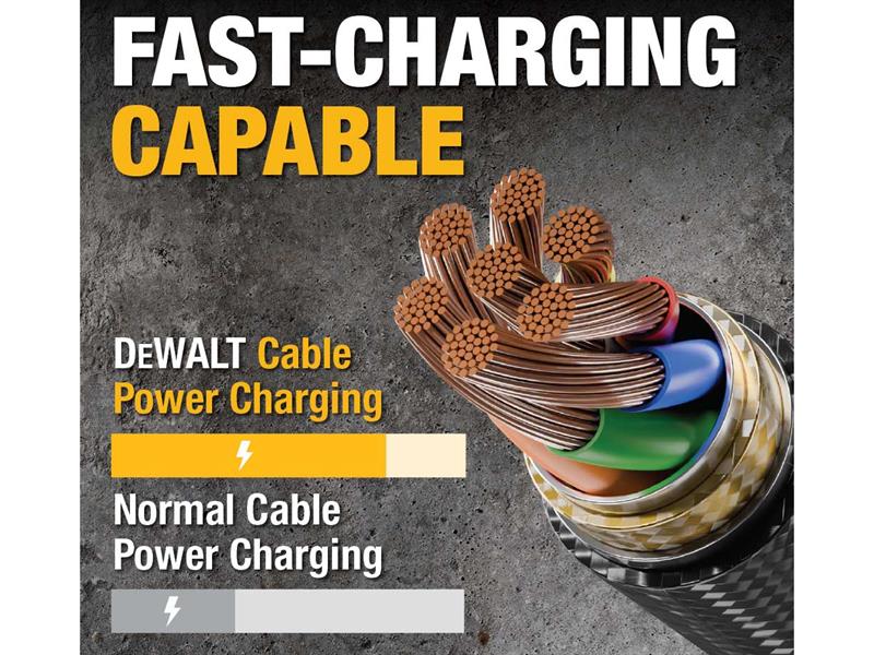 DEWALT Telecoms USB A to Lightning® Reinforced Charging Cable 1.8m (6ft) - Image 2