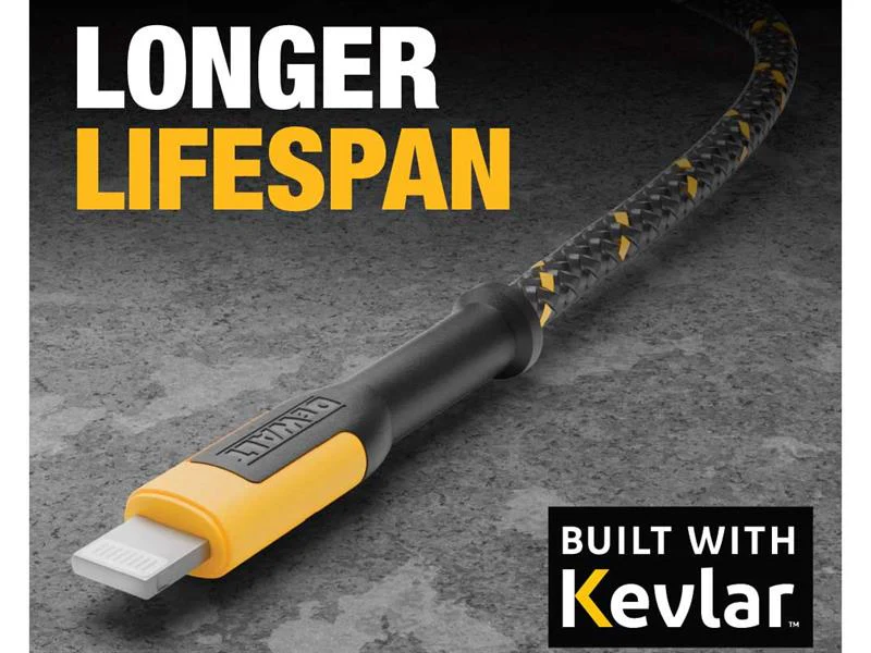 DEWALT Telecoms USB A to Lightning® Reinforced Charging Cable 1.8m (6ft) - Image 3