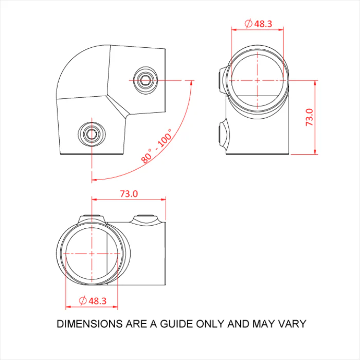Doughty Pipeclamp Angled Elbow 4-10 Degree - Image 3
