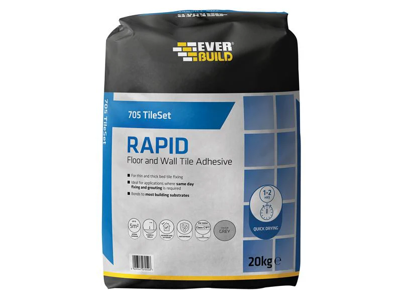Everbuild  705 Rapid Set Tile Mortar 20kg - Image 2
