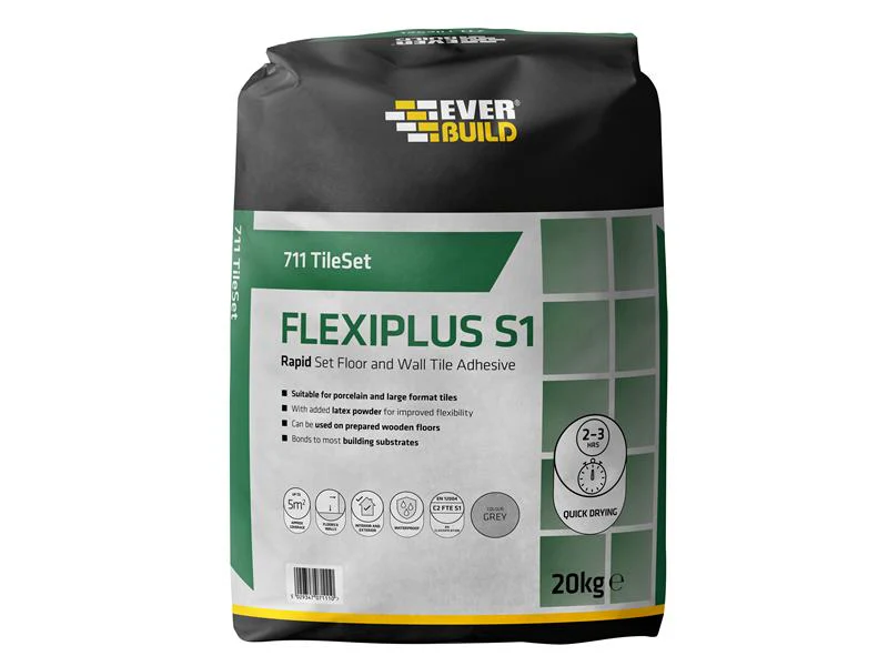 Everbuild 711 TileSet Flexiplus Tile Adhesive White 20kg - Image 2