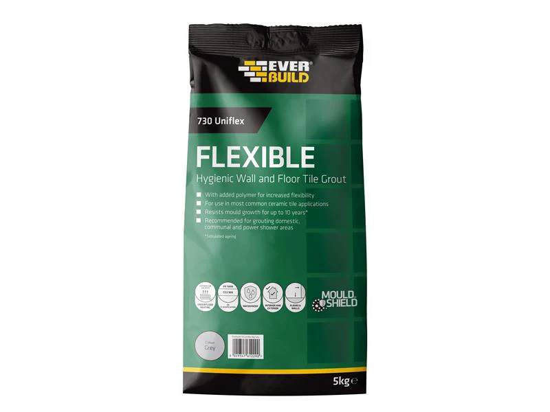 Everbuild 730 Uniflex Hygienic Tile Grout Grey 5kg