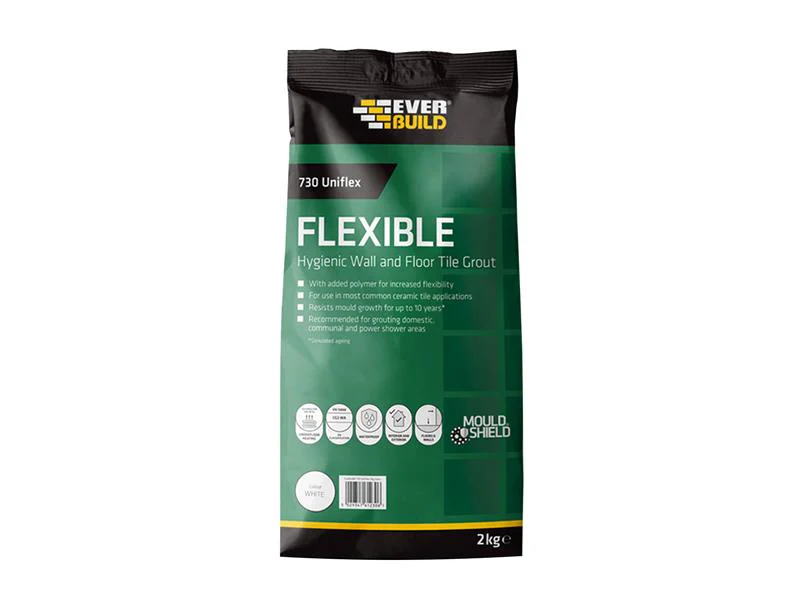 Everbuild  730 Uniflex Hygienic Tile Grout White 2.5kg