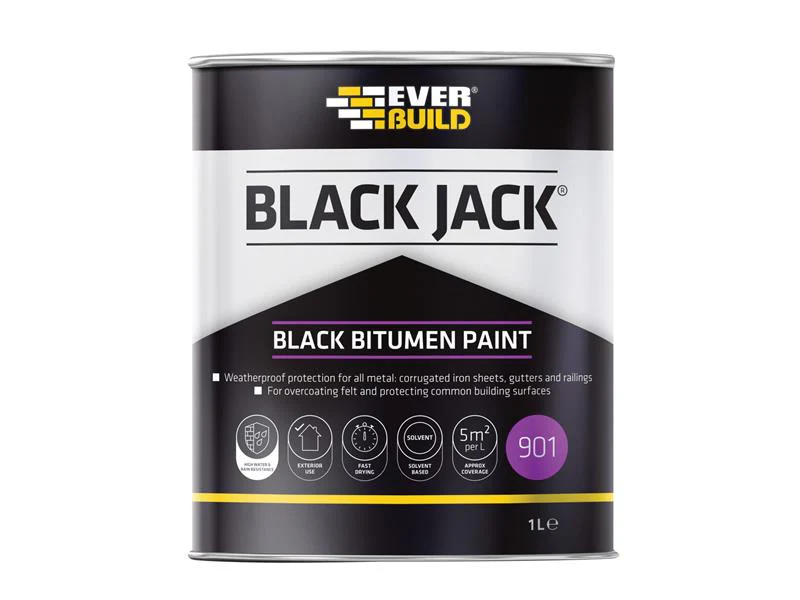 Everbuild  Black Jack® 901 Black Bitumen Paint 1 litre - Image 2