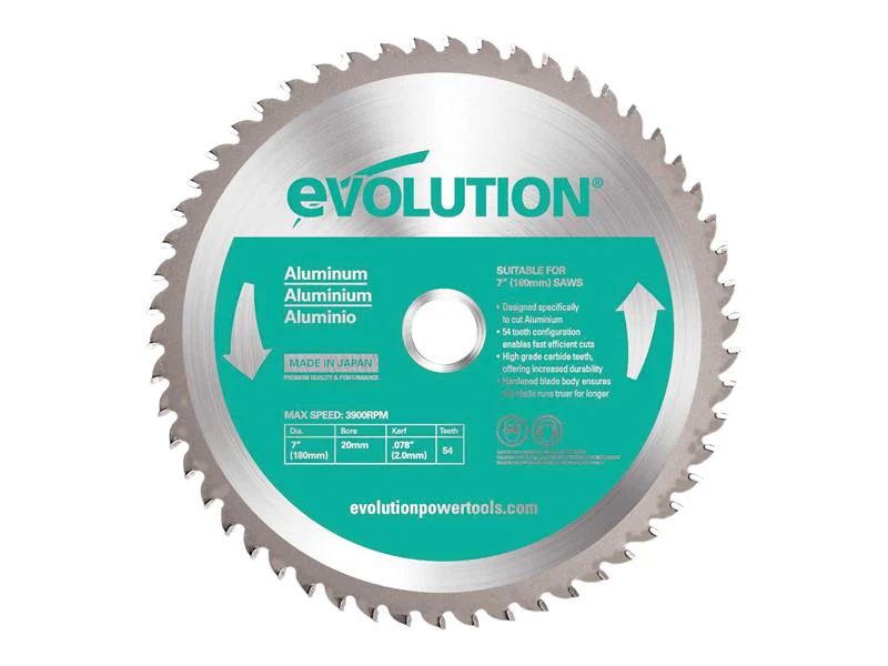 Evolution Aluminium Cutting Circular Saw Blade 180 x 20mm x 54T - Image 2