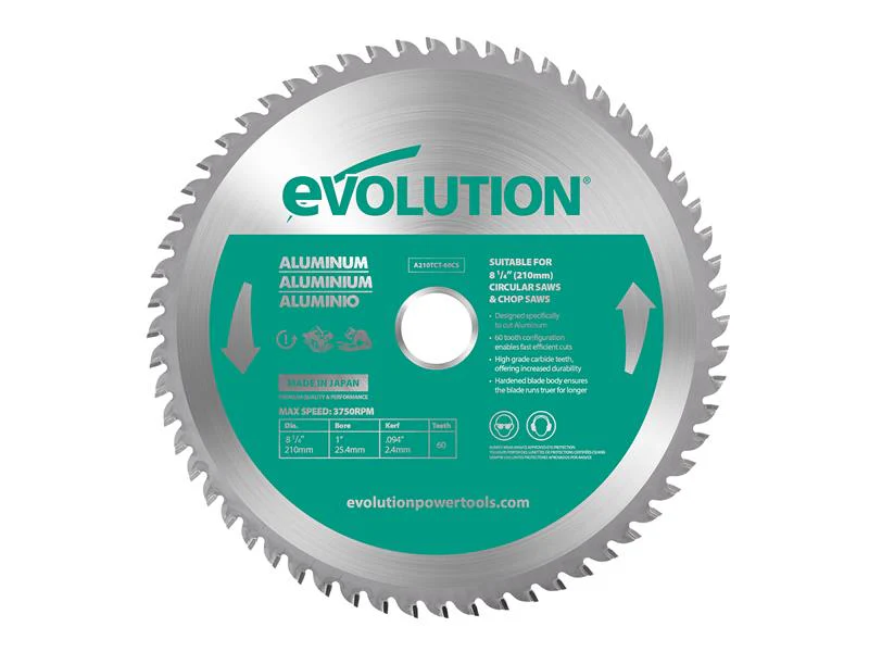 Evolution Aluminium Cutting Circular Saw Blade 210 x 25.4mm x 60T - Image 2