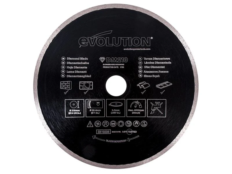 Evolution  Diamond Blade, Continuous Rim 210 x 25.4mm