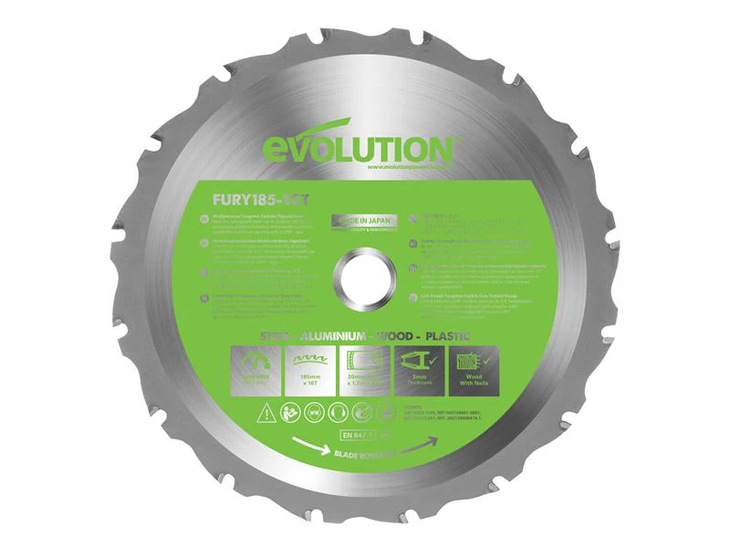 Evolution FURY® Multi-Purpose TCT Circular Saw Blade 185 x 20mm x 16T - Image 2