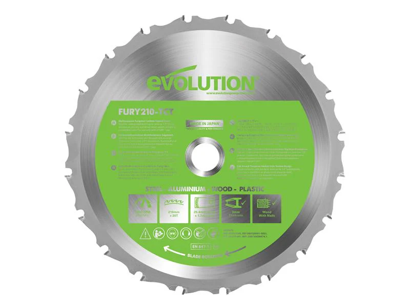 Evolution FURY® Multi-Purpose TCT Circular Saw Blade 210 x 25.4mm x 20T - Image 2