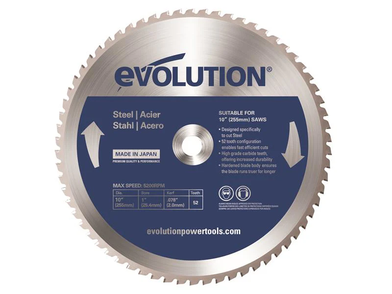 Evolution  Mild Steel Cutting Mitre Saw Blade 255 x 25.4mm x 52T - Image 2
