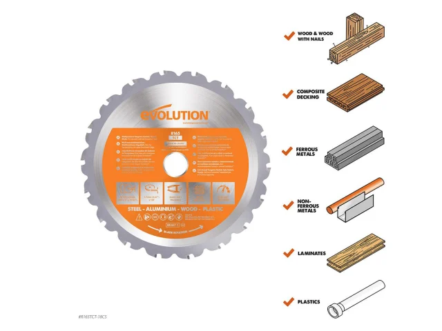 Evolution Multi-Material Saw Blade 165 x 20mm x 18T - Image 2