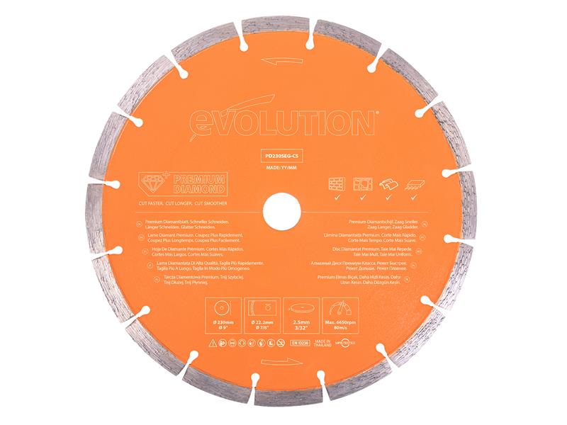 Evolution  Premium Diamond Disc Cutter Blade 230 x 22.2mm - Image 2