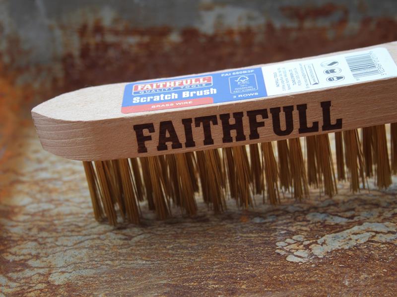 Faithfull Brass Scratch Brush, Three Row - Image 3