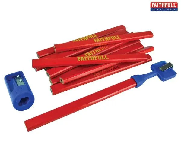 Faithfull Carpenter's Pencil Kit Red / Medium (Pack 12) - Image 3