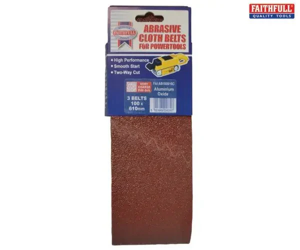 Faithfull Cloth Sanding Belt 610 x 100mm 60G (Pack 3) - Image 2