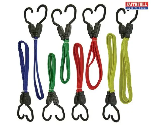 Faithfull Flat Bungee Cord Set 8 Piece