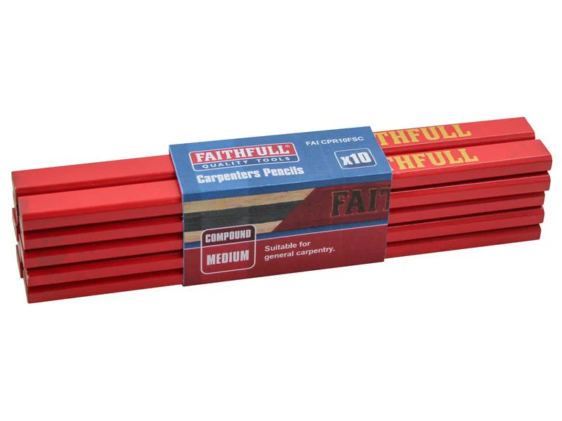 Faithfull FSC Carpenter's Pencils - Red / Medium (Pack 10) - Image 5