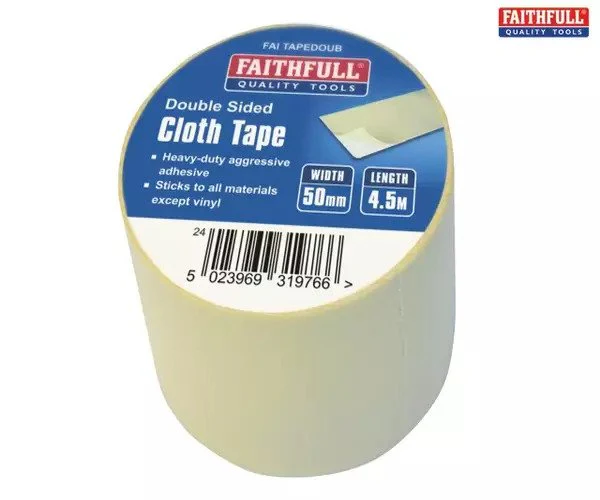 Faithfull Heavy-Duty Double-Sided Cloth Tape 50mm x 4.5m - Image 2