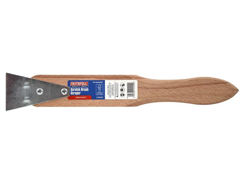 Faithfull Heavy-Duty Scratch Brush with Scraper - 4 Row - Image 4