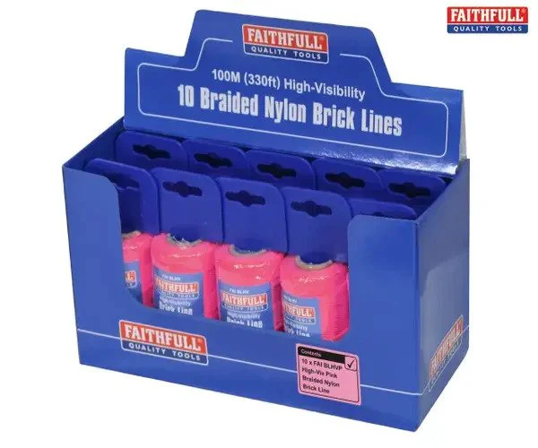 Faithfull Hi-Vis Nylon Brick Line 100m (330ft) Pink - Image 3