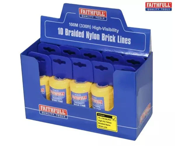 Faithfull Hi-Vis Nylon Brick Line 100m (330ft) Yellow - Image 3