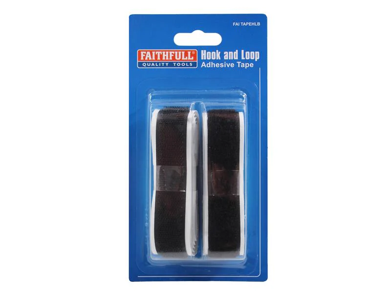 Faithfull Hook & Loop Self Adhesive Tape Black 20mm x 1m - Image 3
