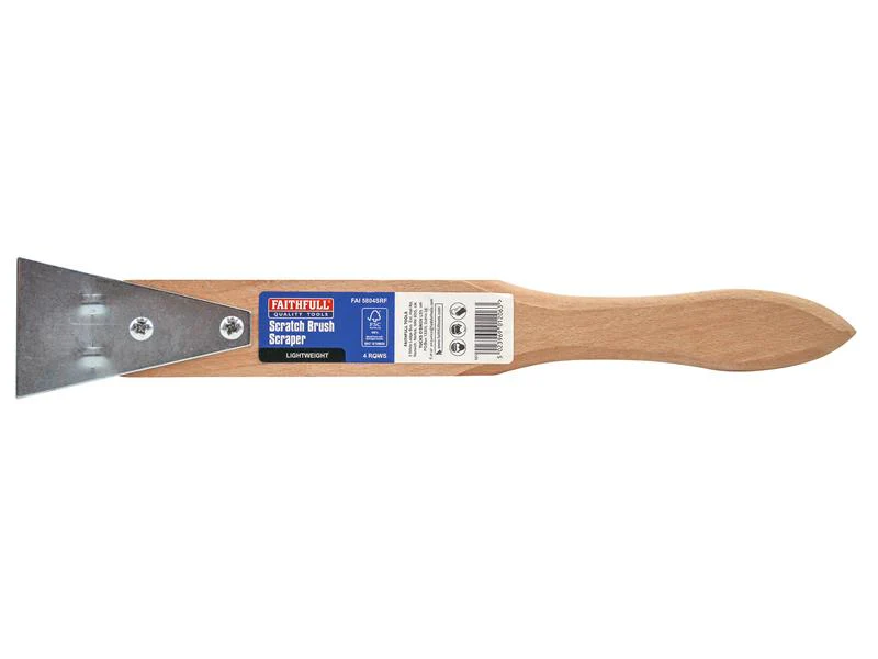 Faithfull Lightweight Scratch Brush with Scraper, Four Row - Image 4