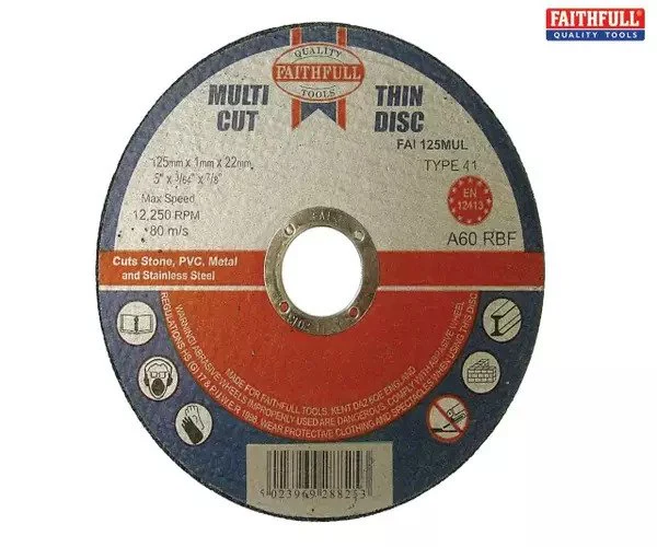 Faithfull Multi-Purpose Cutting Disc 125 x 1.0 x 22.23mm (Pack 10) - Image 2