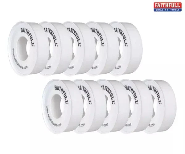 Faithfull P.T.F.E Tape 12mm x 12m White (Pack 10) - Image 6