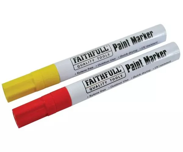 Faithfull Paint Marker Pen Yellow & Red (Pack 2)