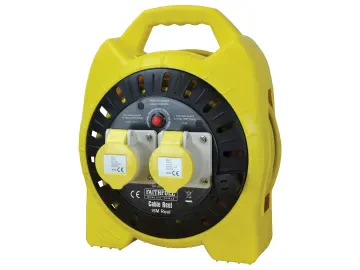 Faithfull Semi-Enclosed Cable Reel 110V 16A 2-Socket 15m (1.5mm Cable)