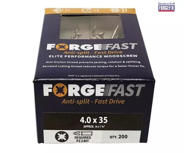 ForgeFix ForgeFast Pozi Compatible Elite Performance Wood Screw ZY 4.0 x 35mm Box 200 - Image 2