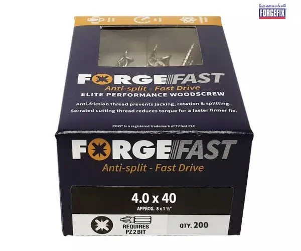 ForgeFix ForgeFast Pozi Compatible Elite Performance Wood Screw ZY 4.0 x 40mm Box 200 - Image 2