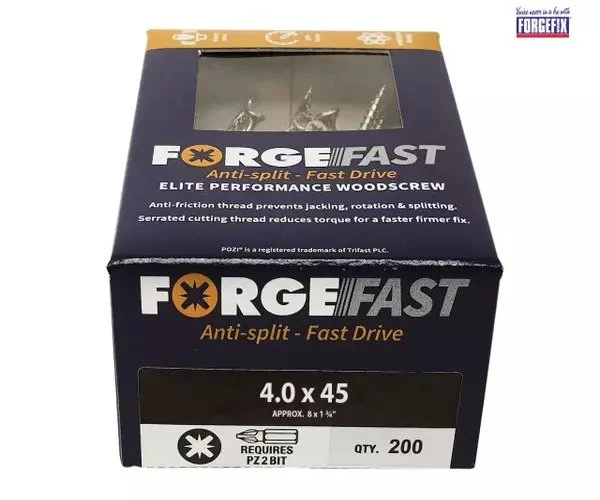 ForgeFix ForgeFast Pozi Compatible Elite Performance Wood Screw ZY 4.0 x 45mm Box 200 - Image 2
