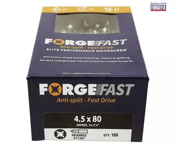 ForgeFix ForgeFast Pozi Compatible Elite Performance Wood Screw ZY 4.5 x 80 mm Box 100 - Image 2