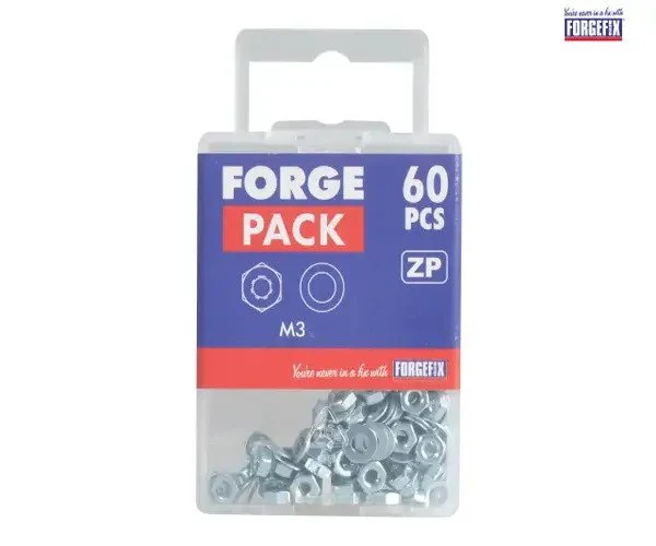 ForgeFix Hexagonal Nuts & Washers ZP M3 ForgePack 60 - Image 3