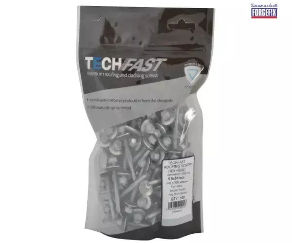 ForgeFix TechFast Hex Head Roofing Screw Self-Drill Heavy Section 5.5 x 51mm Pack 100 - Image 2