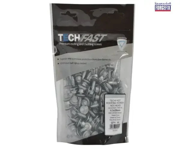 ForgeFix TechFast Hex Head Screw Sheet to Timber 6.3 x 25mm Pack 100 - Image 3